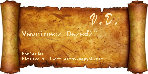 Vavrinecz Dezső névjegykártya
